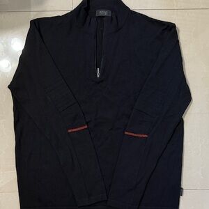 VINTAGE Versace Black and Red Zip-Up Sweater